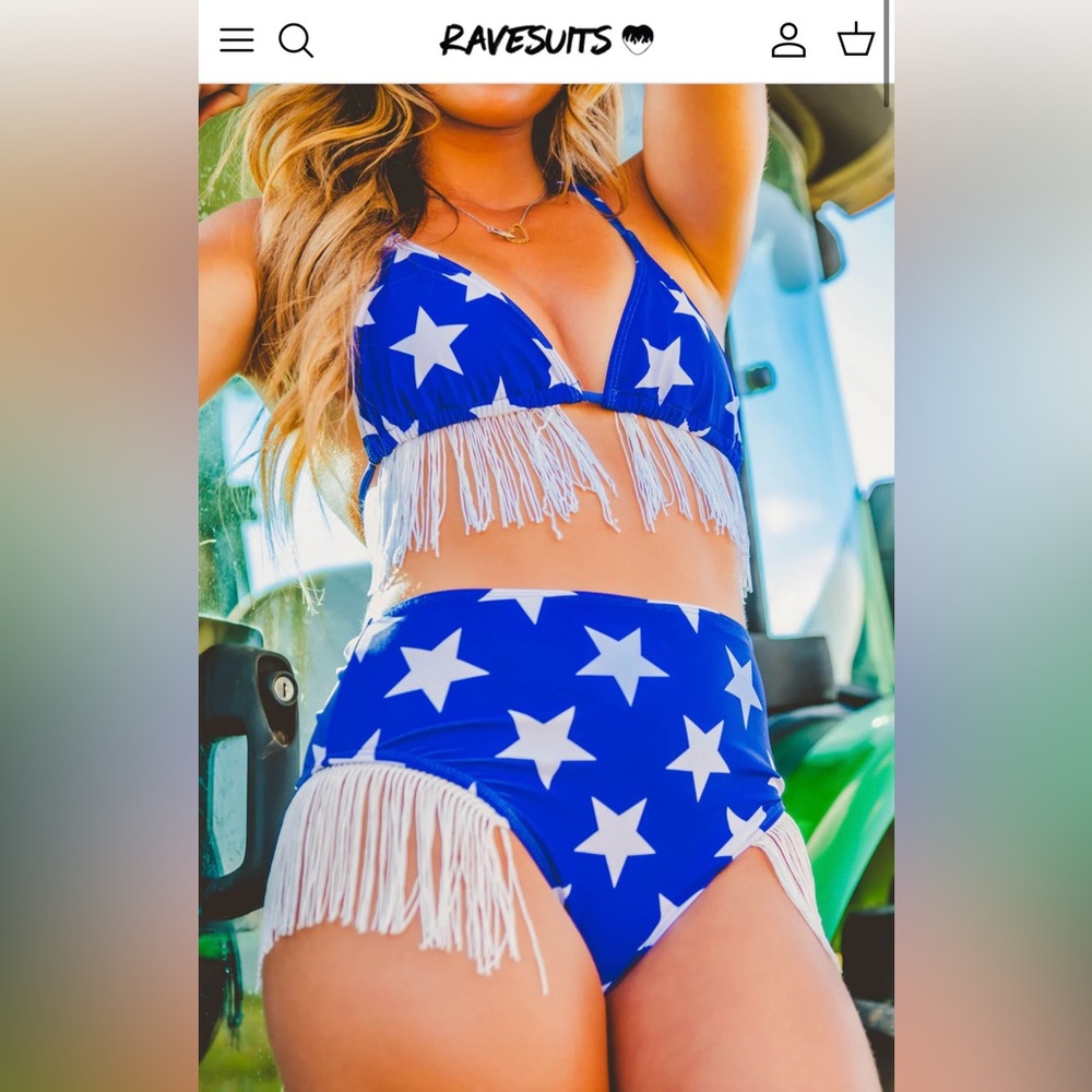 RAVESUITS Blue Star Fringe Bikini